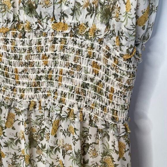Max Studio Chiffon Ruffle Smocking Maxi Dress Women's Sz M Cottage Prairie Fairy - Picture 12 of 16